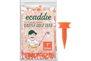 ECADDIE Plastic Castle Graduated Golf Tees (Pack of 50) - Various Sizes & Colours