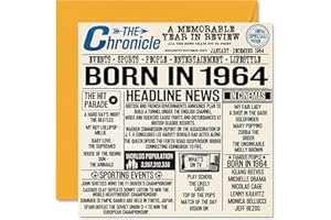 STUFF4 60th Birthday Cards for Men Women - Born In 1964 Newspaper - Happy 60 Birthday Card for Grandad Grandma Nan Vintage Retro Back In 1964, 145mm x 145mm Sixty Sixtieth Bday Greeting Cards