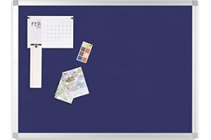 BoardsPlus - Tableau d'Affichage en Feutre Bleu, 60 x 45 cm, Cadre en Aluminium