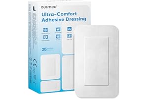 ourmed Pansements stériles 8 x 15 cm, pansement stérile autocollant à forte adhérence, protège contre les coupures et les rayures, retrait indolore, emballé individuellement, paquet de 25