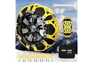 DMTIVMG Catene da Neve per Auto 6 Pezzi CateneNeve Universali per Pneumatico Grandezza 165-285mm, Versione Aggiornata si Allarga e si Addensa Facile da Installare per Auto/Camion/SUV