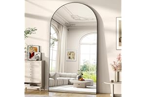 ‎BEAUTYPEAK BEAUTYPEAK 200x90 cm Großer Bogen Ganzkörperspiegel, Gewölbter Standspiegel hängend oder lehnend an die Wand, Groß Bodenspiegel mit Ständer für Schlafzimmer, Wohnzimmer oder Ankleidezimmer, Schwarz