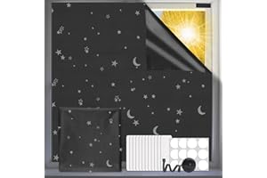 WEYSOO Portable Blackout Blinds 300 * 145cm, 100% Blackout Temporary Curtain, Easy to Stick On Blackout Curtains for Bedroom, Nursery, Loft