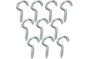 Aerzetix - C47861 - Set di 10 pezzi - gancio a vite in legno - Ø2x20mm - acciaio zincato - fai da te - utensili di montaggio/ferramenta