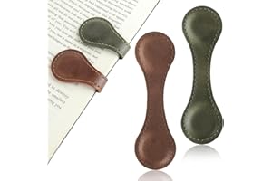 Jeffdad 2 Pcs Magnetic Bookmarks, Vintage Faux Leather Book Mark Double-Sided Magnetic Page Markers Leather Page Clip Buckles Gift for Men Women Teacher Students Book Lovers