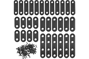 Bubuny 32Pcs Pattes D'assemblage Noir, Ensemble Connecteurs Plats, Supports de Fixation Droits Plats Plaques dassemblage Métalliques en acier inoxydable pour Réparation Fixation de Meubles et de Bois