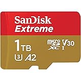 SanDisk Extreme 1 TB microSDXC Memory Card + SD Adapter with A2 App Performance + Rescue Pro Deluxe, Up to 160 MB/s, Class 10