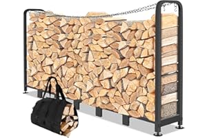 Himimi Firewood Log Rack, 235 x 32 x 116 cm, Heavy-Duty Metal Outdoor Firewood Storage, Adjustable Wood Holder, 1134 kg Capacity
