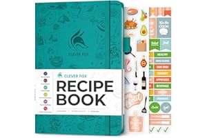 Clever Fox Recipe Book - Make Your Own Family Cookbook & Blank Recipe Notebook Organizer, Empty Cooking Journal to Write in Recipes, A5 Hardcover, Stores 60 Recipes - Turquoise