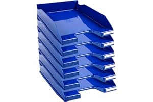 Exacompta - 113203D - juego de 6 bandejas carpetas de fundas COMBO MIDI - dimensiones 34,6 x 25,5 x 6,5 cm - para documentos en formato A4 + - color azul real brillante