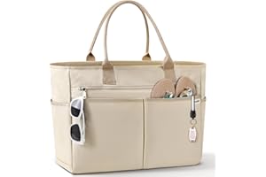 IGOLUMON Bolsa Playa Grande XXL Familiar Shopper Bolso Playa Mujer con Cremallera Bolso De Hombro 40L Bolso de Tote para Playa Viajes Compras Caqui