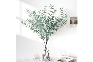 ‎ROLLWAY ROLLWAY 3 Stück Eukalyptus Deko 86cm Lang, Künstliche Eukalyptus Zweige Künstlich wie Echt Kunst Eucalyptus Groß Eukalyptusblätter Dekozweige Grün Blätter für Bodenvase, Tischdeko, Hochzeit, Garten