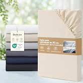Bedsure Fitted sheet 16x200 cm Microfibre - Pocket 30 cm, Beige | Polyester Fitted Sheet, Soft, Breathable &amp; Quick-Drying, wi