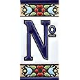 House letters 3 inch. Handpainted house letter tiles for signs, addresses and names. Address numbers for houses. House address numbers and letters. Design Design FLORES MINI 2,87" x 1,38" (NUMBER Nº)
