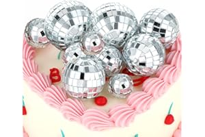AHQIZFX Lot de 27 boules disco miroir - Décoration de gâteau - Boule à facettes - Décoration de gâteau - Boule disco des années 1970 - Mini boule à facettes - Pour thème disco - Accessoires de fête - Sapin de