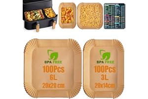 Anhow Papier do Pieczenia do Frytkownicy, 200 sztuk, Frytkownica Papieru do Pieczenia 3-6 L, Akcesoria do Frytkownicy Powietrznej, Do Piekarnika i Frytkownicy