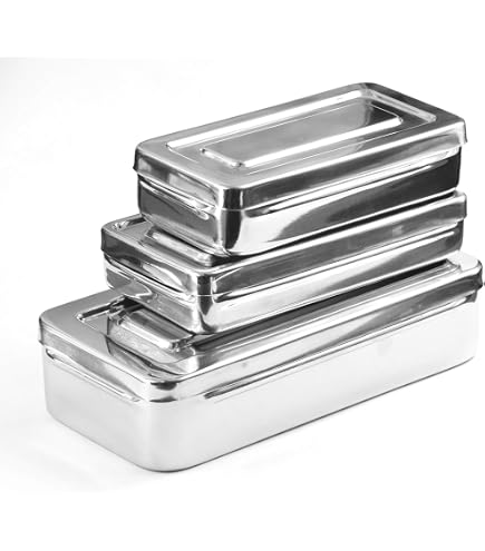 ODONTOMED Stainless Steel Instrument Box - 17x7x3 Cm - Surgical Dental Vet Tools
