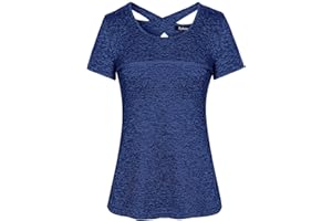 Sykooria Gym Tops for Women Sports Tshirt Yoga Tops Ladies Activewear Workout Athletic Exercise Fitness Short Sleeve Summer Running Top