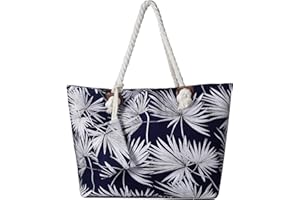DonDon Grande borsa da spiaggia idrorepellente con cerniera Borsa a tracolla Shopper Erbe blu scuro