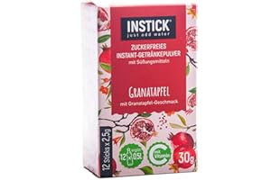 INSTICK JUST ADD WATER INSTICK Bevanda istantanea senza zucchero (Melograno) - 1 confezione per 12 x 0,5-1 L - Polvere per bevande vegane a basso contenuto calorico e vitamina C - Polvere istantanea