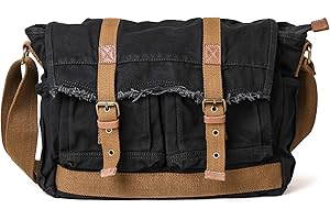Gootium Canvas Messenger Bag - Vintage Shoulder Bag Frayed Style Satchel