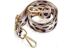 Bandoulière de Rechange Large Lanière d’Épaule de Léopard Sangle Bandoulière Réglable Bandoulière Amovible pour Femmes Sacs à Main (Beige)