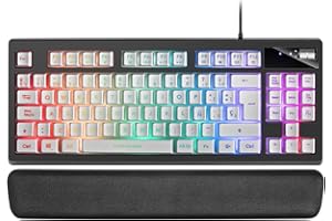 Mars Gaming MKAX, Teclado Compacto TKL H-Mech, Iluminación RGB 9 Efectos, Reposamuñecas Gel, Idioma Español, Blanco
