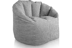Aiire Sillon Puff Salon de Lujo - [85x85x75] Sofa Puf Moderno en Polipiel Premium - Puffs con Relleno Incluido para Adultos o Decoracion Habitacion Juvenil - Bean Bag Chair Infantil XXL Gris