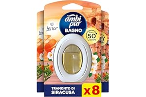Ambi Pur Bagno Profumatore Per Ambienti, 8 Profumatori Bagno, Fragranza Arancia, Diffusore Ambiente Con Tecnologia Elimina Odori, Durata Fino a 50 Giorni Per Profumatore