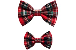 DOD.I_BOUTIQUE New Dogs Bow Tie Tartan woven Elastic Band attach COLLAR ACCESSORY Handmade UK (Large Tartan woven)