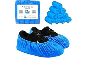 TYGA STORE (100 pièces Couvre-chaussures jetables - Plastique bleu, antidérapant, anti-poussière, couvre-chaussures imperméables - tapis, sol, pluie, botte, sécurité, cyclisme, couvre-pied solide