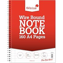 Silvine Lot 5 Blocs A4 160 Pages – Reliés, Perforés 4 Trous, Lignés 8 Mm Avec Marge – Papier Blanc 75 G/m² – Idéal Prise De Notes & Dossier