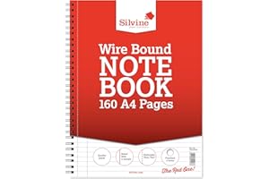 Silvine Notizbuch mit Spiralbindung, A4+, liniert, 8 mm, fein, mit Rand, 4 Löchern, 6 Stück