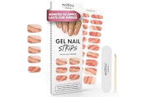 MOYOU LONDON Semi Cured Gel Nail Strips - 20 Pcs. Nail Wraps for Salon-Quality Manicure - Works with Any UV Lamp - Easy to Apply, Trim, & Remove Gel Stickers