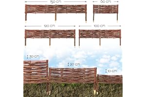 ‎BOOGARDI BooGardi Beetbegrenzung aus Weide · in vielen Größen · 20 cm x 120 cm 10er Set · Garten Steckzaun zur Beetumrandung · Rasenkante aus Weidengeflecht