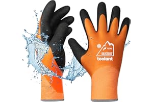 OriStout Guanti da lavoro termici impermeabili per l'inverno, per attività all'aperto, super aderenti, con doppio rivestimento in lattice, arancione, XL