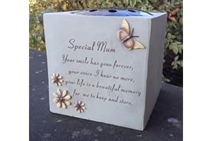 DAVID FISCHHOFF Special Mum - Grave Vase (Rose Bowl) with Butterfly and Flowers - Memorial Garden Graveside