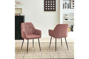 Colorig Modern Dining Chairs Set of 2, Ergonomic Armchairs with Cross Metal Legs, Plush Chenille Fabric Upholstered Seat Living Room Chairs for Reception Kitchen Bedroom (2, Rust Brown)