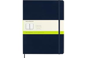 Moleskine Classic Notebook, Taccuino con Pagine Bianche, Copertina Rigida e Chiusura ad Elastico, Formato XL 19 x 25 cm, Colore Blu Zaffiro, 192 Pagine