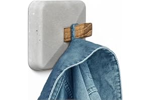 BETOLZ® HACO Kleiderhaken einzeln aus Beton & Holz [7,5 cm x 7,5 cm x 5,5 cm] Wand Haken als Alternative zur Garderobenleiste/Garderobenhaken für Wandgarderobe & Flurgarderobe