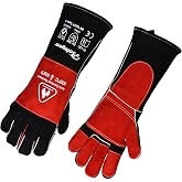 SAFEYEAR 932&deg;F/500&deg;C, Leather Forged Gloves, Kefra Suture, Heat and Fire Resistant Welded Gloves, Fireplace, Stove, Oven, Gri