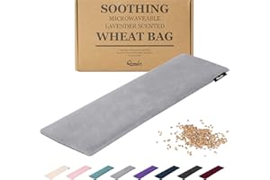 ‎QOMFOR Körnerkissen Mikrowelle - Wärmekissen Weizen und Lavendel gefüllt 48 x 15 cm - Weiches Fleece Wärmekissen Mikrowelle zur Schmerzlinderung, Nacken Schulter, Rücken - Dunkelgrau
