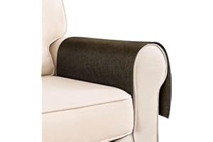 Hokibero Dark Coffee Armchair Cover for Arms Sofa Arm Protector Covers Armrest Slipcover for Recliner Chair Linen Armrest Cover for Living Room Couch Sofa Arm Covers, Set of 2, Flat Edge