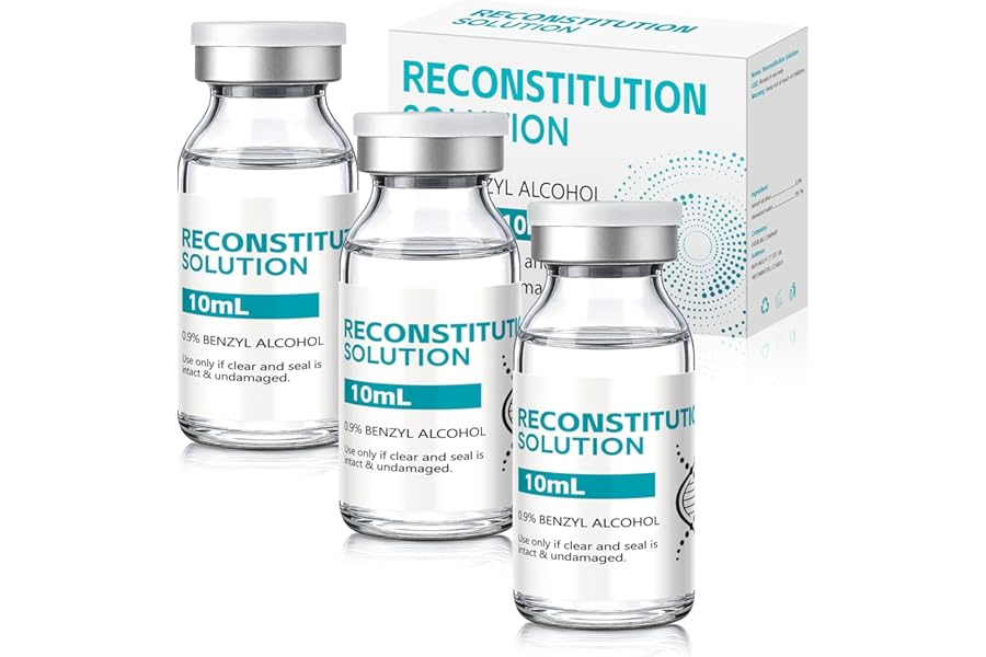 Muagoua Reconstitution Solution Premium Glass Lab Vials 10ml with Leak-Proof Cap (3 Pack)