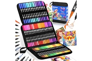 Kebuye Colouring Pens Dual Brush Tip - 72 Coloring Marker Fine & Felt Tips for Adults Kids Artists Art Supplies for Drawing Coloring Painting Sketching Journaling Coloured Pens for Drawing Book