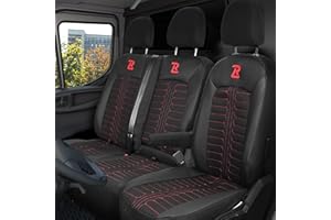 LUCARO Sitzbezüge Auto für Volkswagen Crafter 2, Man TGE 1+2 Rot Auto Sitzbezüge Man TGE, Volkswagen Crafter 2 - Robuster und Bequemer Sitz - Ergonomische Car Seat Cover - Öko-Leder-Sessel
