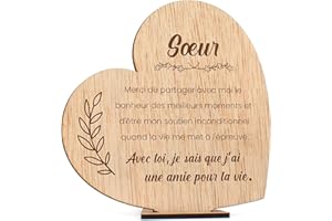 CONTRAXT Carte Soeur en bois. Cadeau original Carte d'anniversaire voeux en bois pour soeur