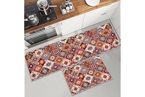 PQCXXA Set di 2 tappeti da cucina antiscivolo, lavabili, per cucina, ingresso, corridoio, set di runner lavabili (marmo colorato B, 40 x 120 cm + 40 x 60 cm)