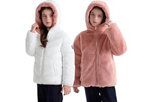 maoo garden Bambina e Ragazza Inverno Reversibile Giacca Bambini Pesi Massimi Soffice Pile Foderato Cappotto Resistente All'Acqua