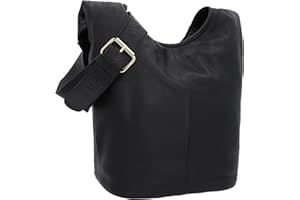 Gusti Josephine damska torba na ramię torba na ramię torba skórzana vintage czarna skóra, czarny